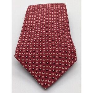 Polo Ralph Lauren Silk Necktie. Red Men's Tie with White & Black Designs. USA